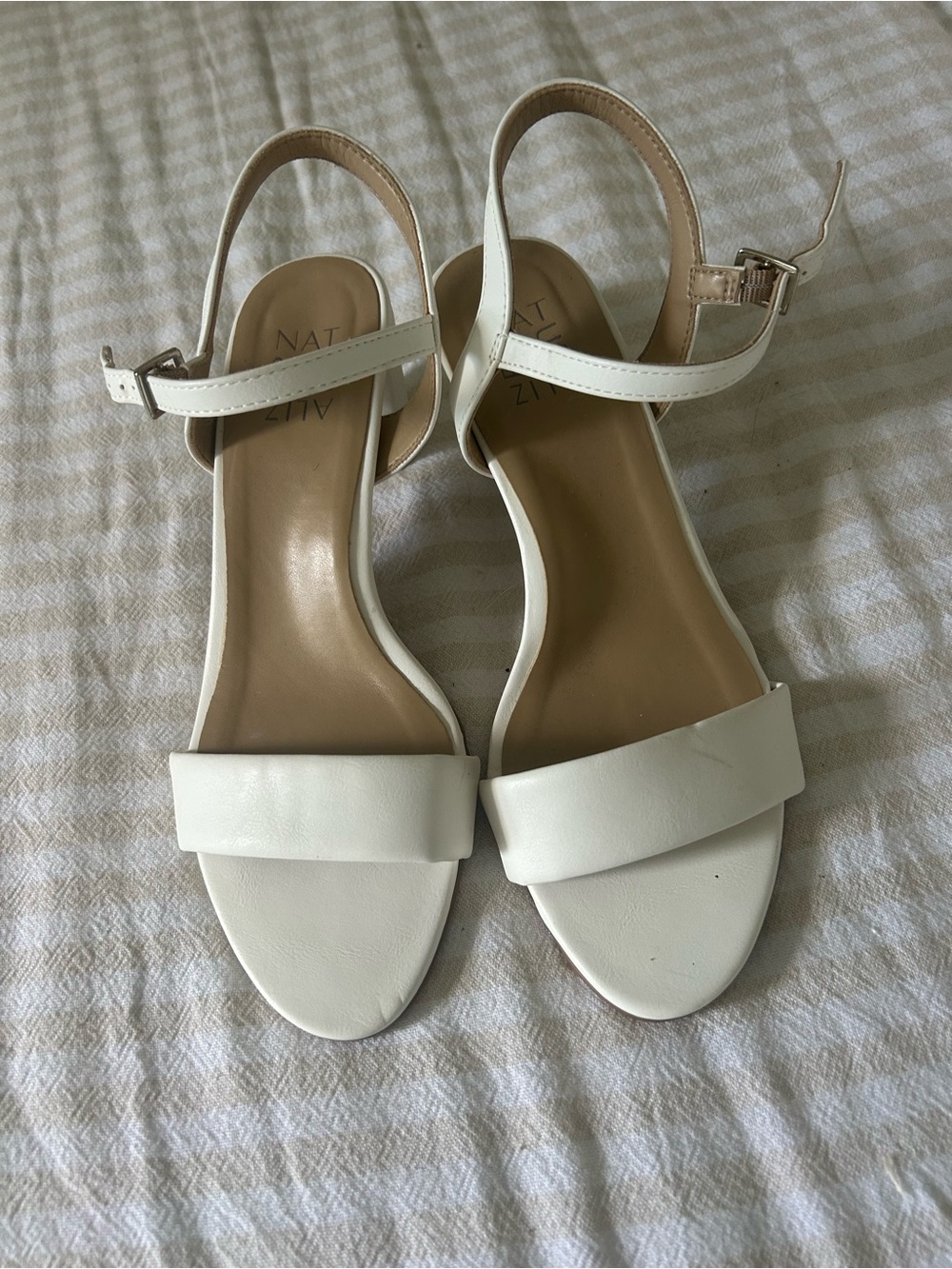 Naturalizer White Open-Toe Ankle Strap Sandals